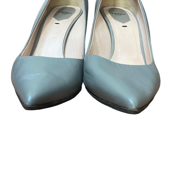 Fendi Gray Leather Stiletto Closed Toe Pumps Heels size 8 - Picture 3 of 12